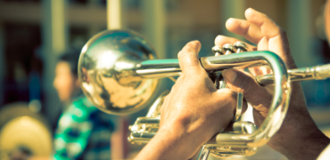 A musician playing outside