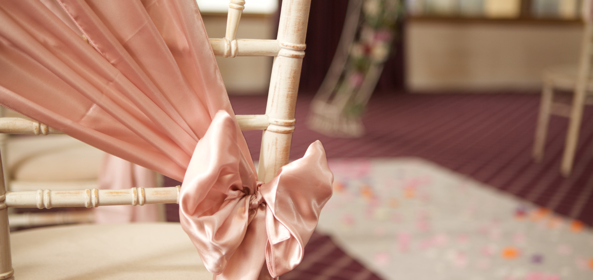 A decorated wedding chair